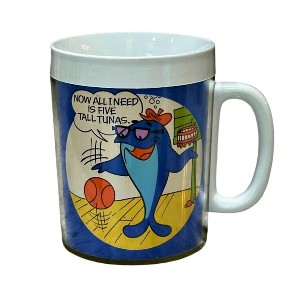 VTG 1970s Starkist Charlie the Tuna Thermo-Serv Coffee Mug Cup Basketball Golf - Picture 1 of 8